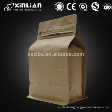 factory price square bottom kraft paper bag/stand up pouch aluminum foil coffee bag